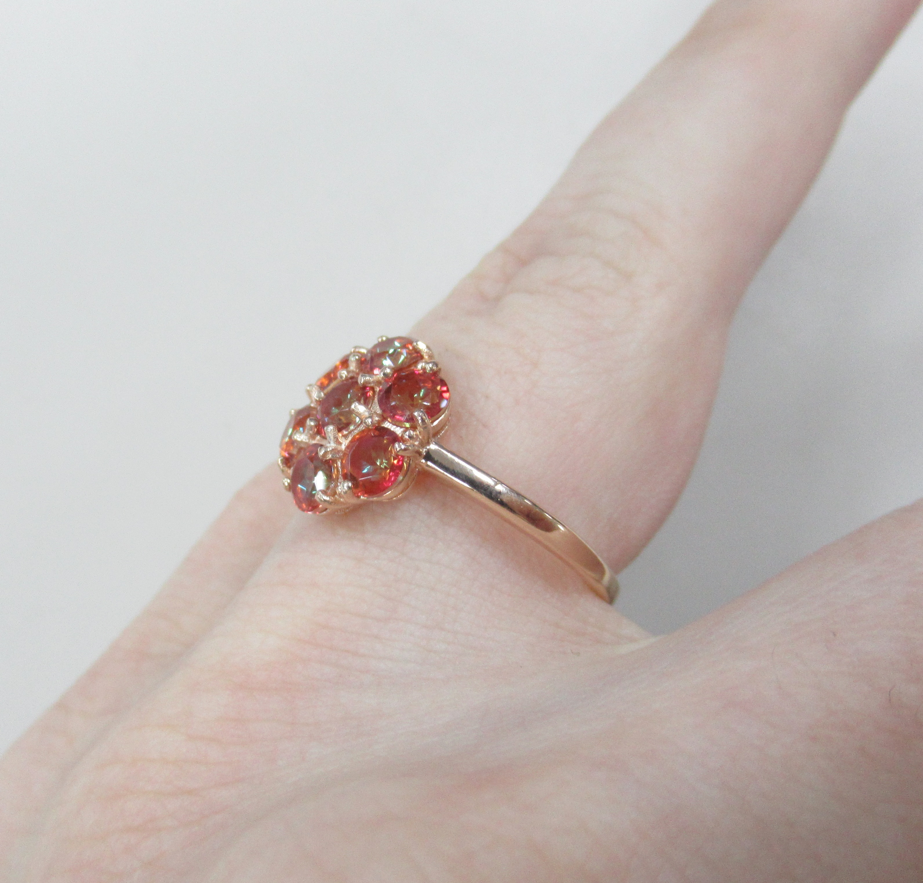 Серебряное кольцо с оранжевым горным хрусталем "Цветок"